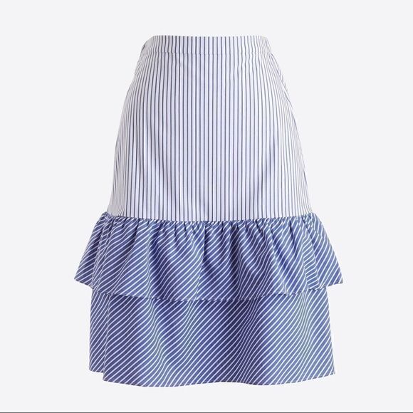 J. Crew Cocktail Stripe Tiered Ruffle Midi Skirt - Picture 2 of 9